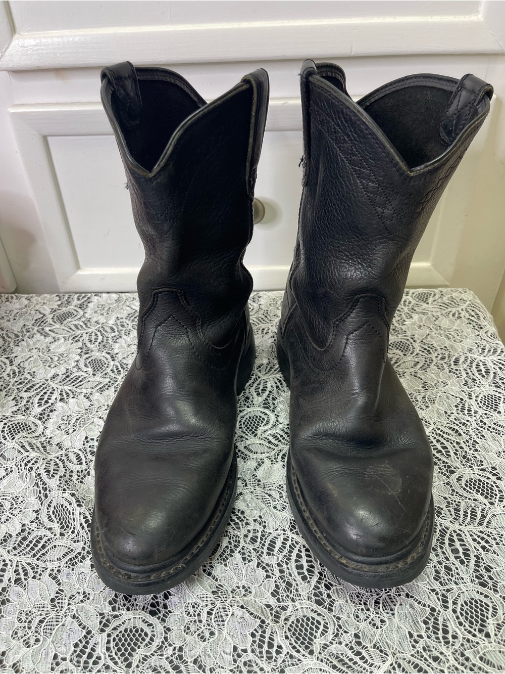 Ariat Mens Sierra Cowboy Western Work Boot BLK Leather 10002422 37201 SZ 8.5EE